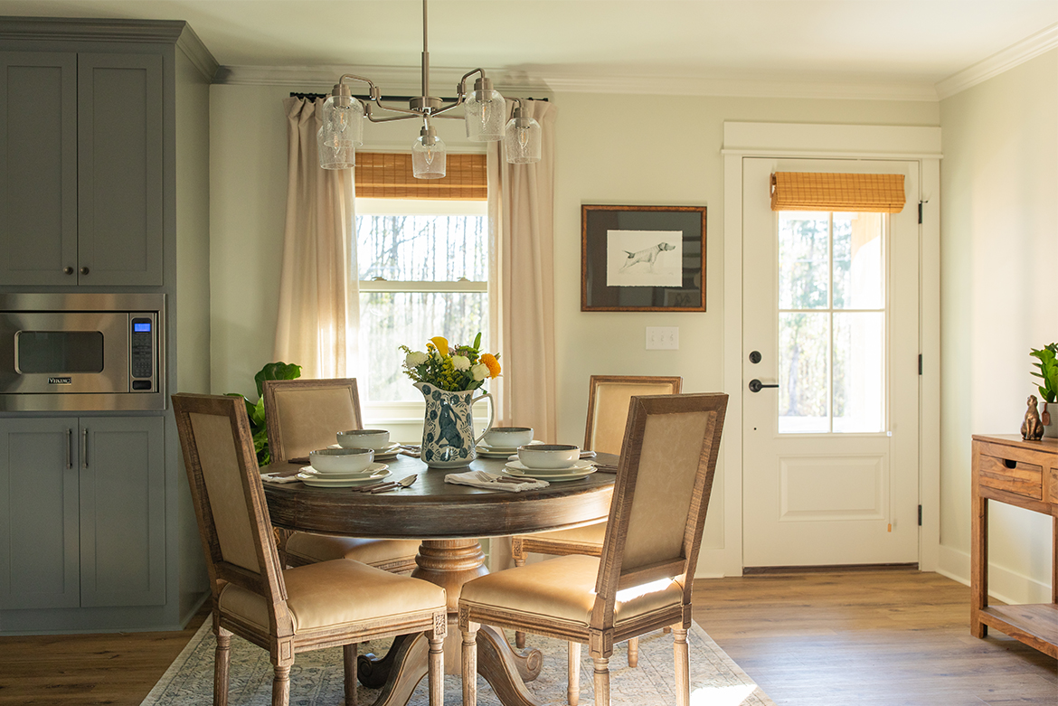 Inspired neutrals in dining room. 
