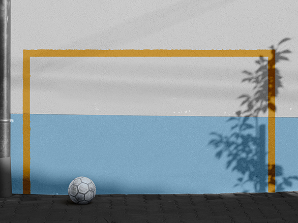 wall with a painted soccer goal