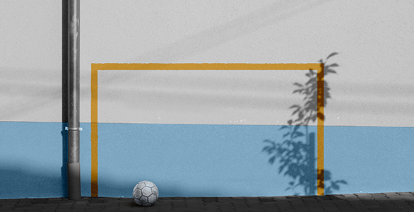 wall with a painted soccer goal